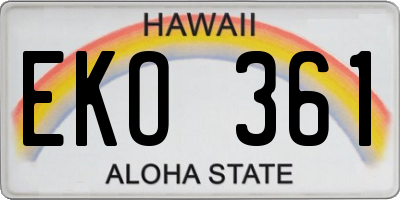 HI license plate EKO361