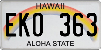 HI license plate EKO363