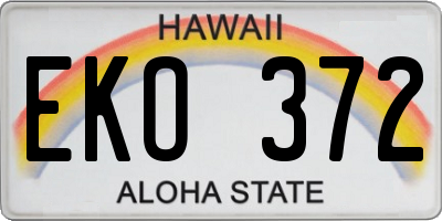 HI license plate EKO372