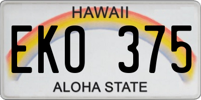 HI license plate EKO375