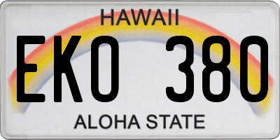 HI license plate EKO380