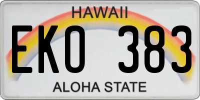 HI license plate EKO383