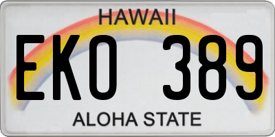 HI license plate EKO389