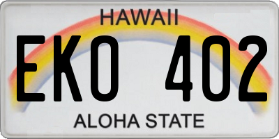 HI license plate EKO402