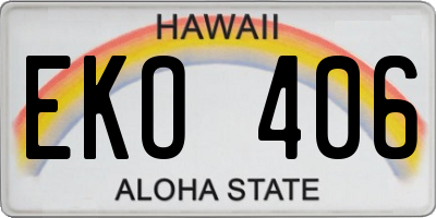 HI license plate EKO406