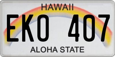 HI license plate EKO407