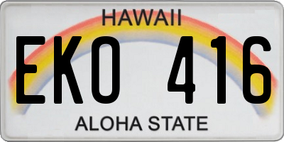 HI license plate EKO416