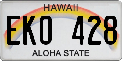HI license plate EKO428