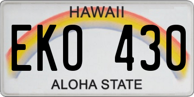 HI license plate EKO430
