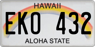 HI license plate EKO432