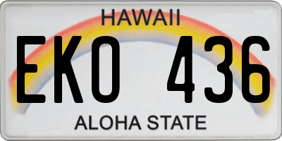 HI license plate EKO436