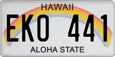 HI license plate EKO441