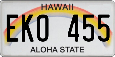 HI license plate EKO455