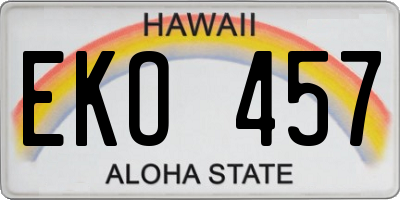 HI license plate EKO457