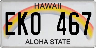 HI license plate EKO467
