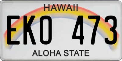 HI license plate EKO473
