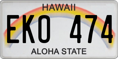 HI license plate EKO474