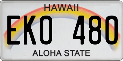 HI license plate EKO480