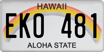 HI license plate EKO481