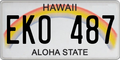 HI license plate EKO487