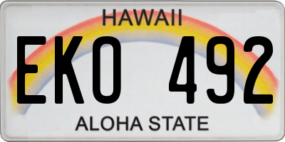 HI license plate EKO492