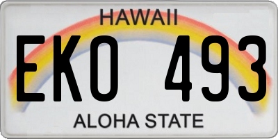 HI license plate EKO493