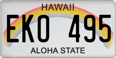 HI license plate EKO495