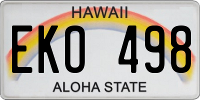 HI license plate EKO498