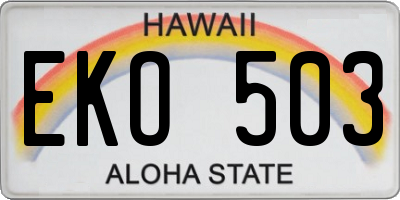 HI license plate EKO503