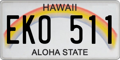 HI license plate EKO511