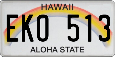 HI license plate EKO513