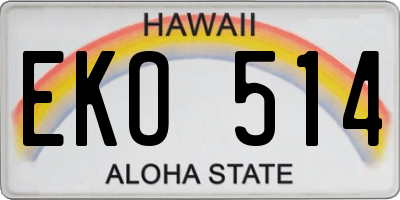 HI license plate EKO514