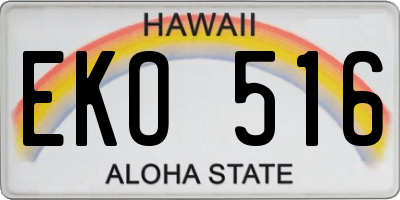 HI license plate EKO516