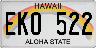HI license plate EKO522