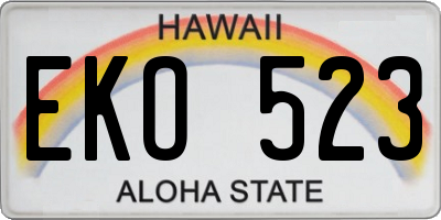 HI license plate EKO523