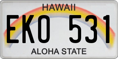 HI license plate EKO531