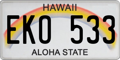 HI license plate EKO533