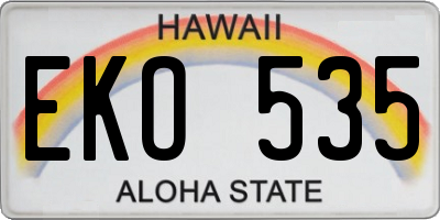 HI license plate EKO535