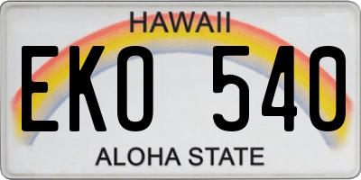 HI license plate EKO540
