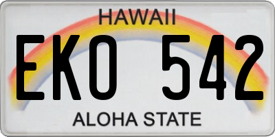 HI license plate EKO542