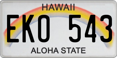 HI license plate EKO543