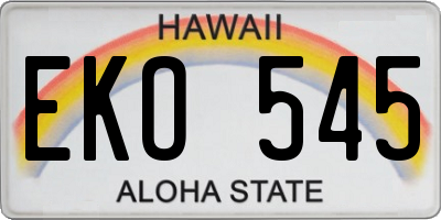 HI license plate EKO545