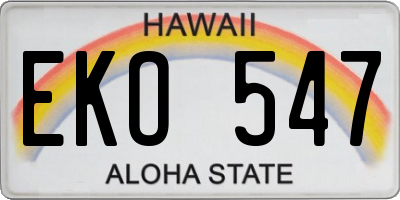 HI license plate EKO547