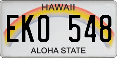 HI license plate EKO548