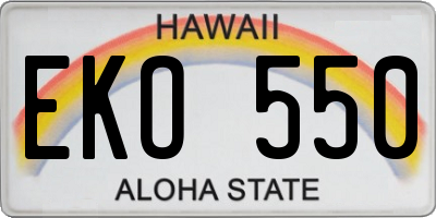 HI license plate EKO550