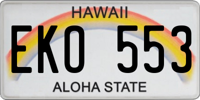 HI license plate EKO553