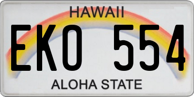 HI license plate EKO554