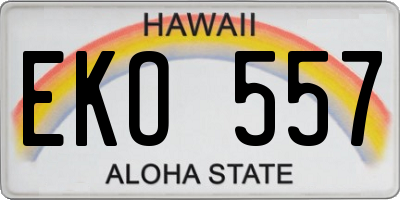 HI license plate EKO557