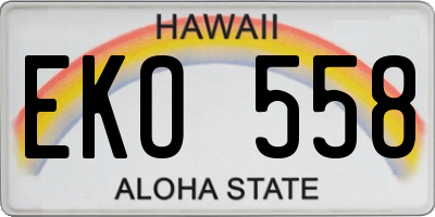 HI license plate EKO558