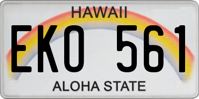 HI license plate EKO561